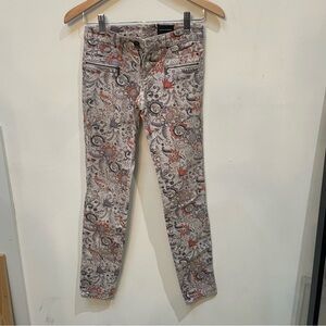 Club Monaco Paisley Skinny Jeans - Gray and orange